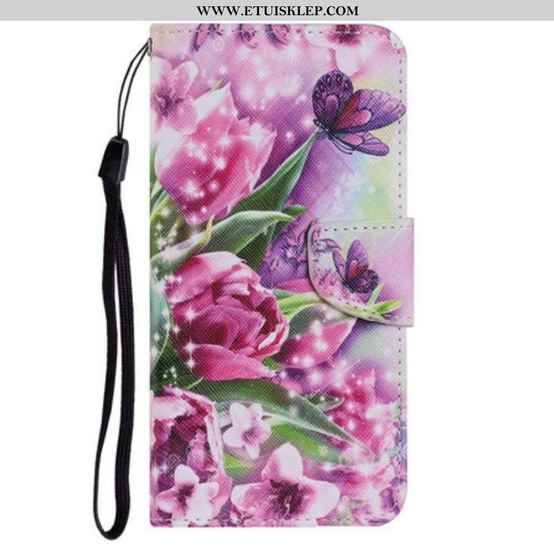 Etui Folio do iPhone 13 Pro Motyle I Tulipany